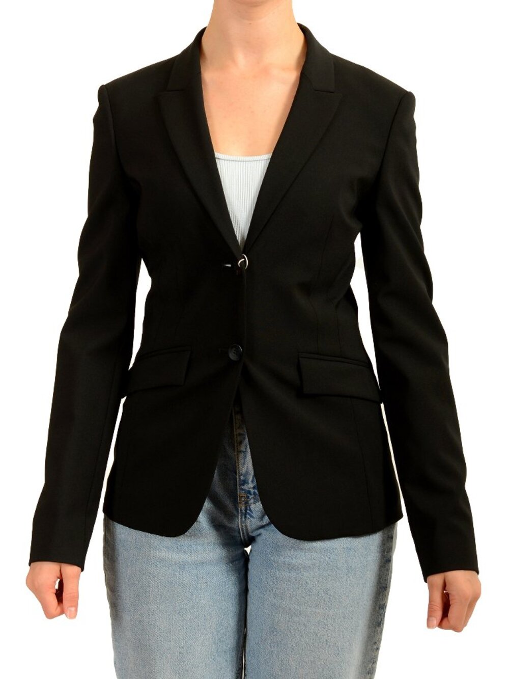 Hugo Boss Women's "Karelina" Black Belted Blazer Jacket US 8 IT 44